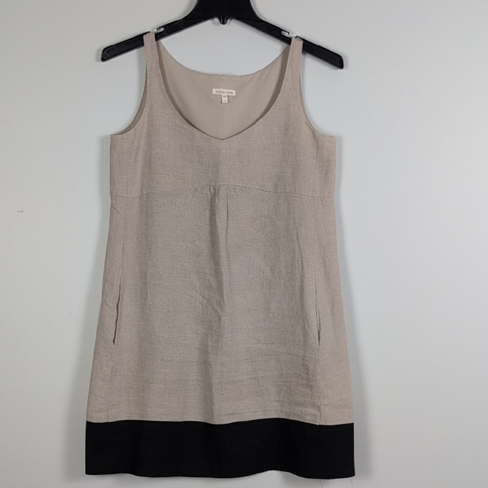 Eileen Fisher Cream and Black Sleeveless Dress